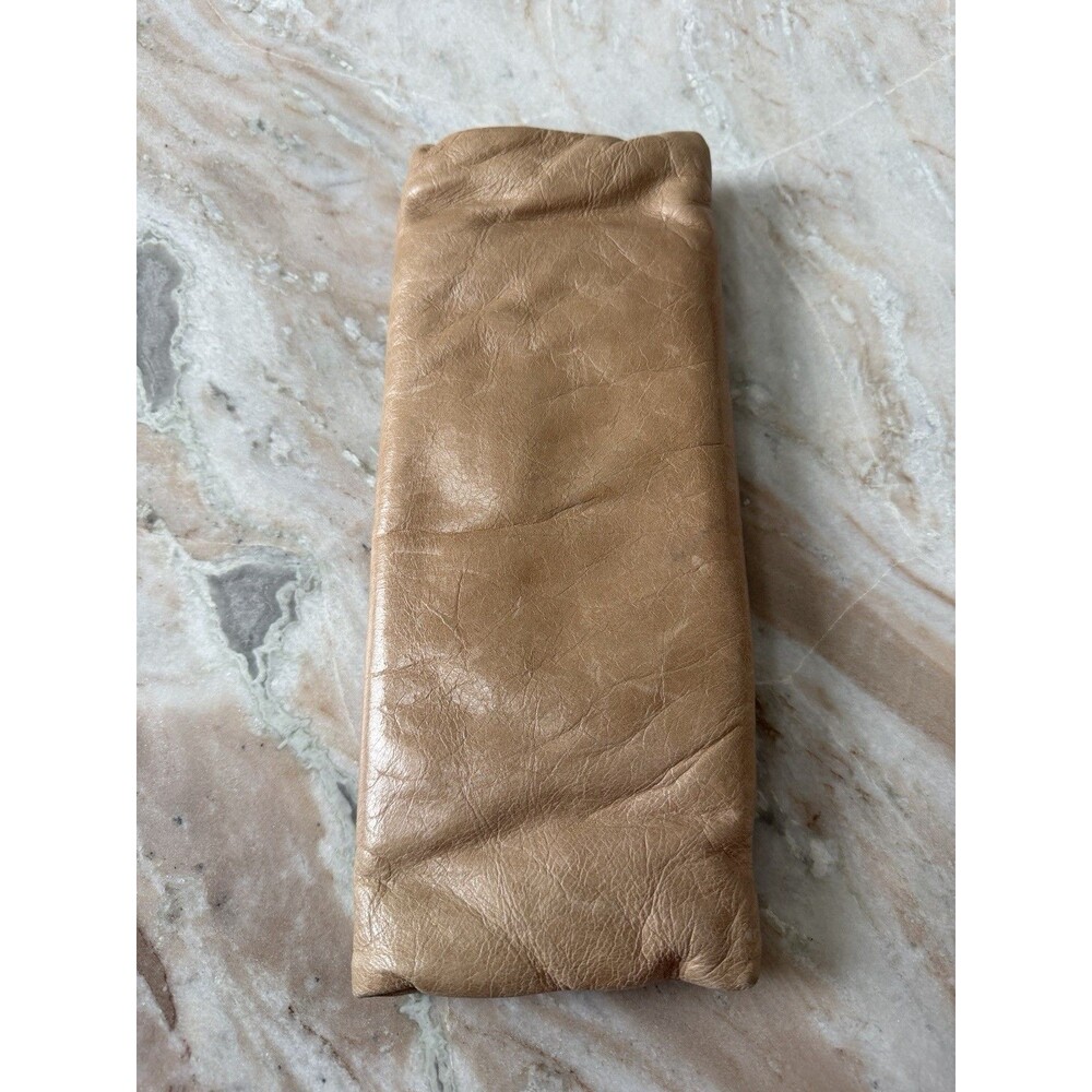 Hobo International Effe Asymmetrical Distressed Camel Leather Clutch Wallet - Picture 2 of 16